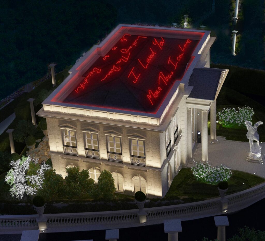 Subjective Lighting Custom Luminaire Design Rooftop Exterior Messaging Visible from Space